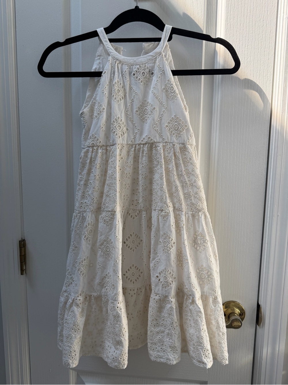 Zara Girls' White Cream Ivory Eyelet Dress